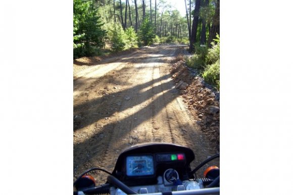 Daha da ileride artık iyice ezilerek düzelmiş toprak yol.