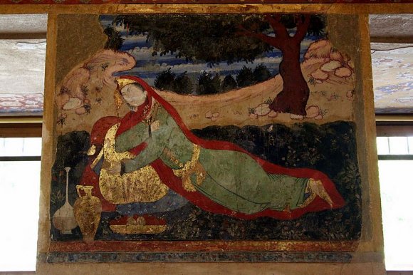 İsfahan - Çehel Sütun Sarayı içinde bir duvar resmi.